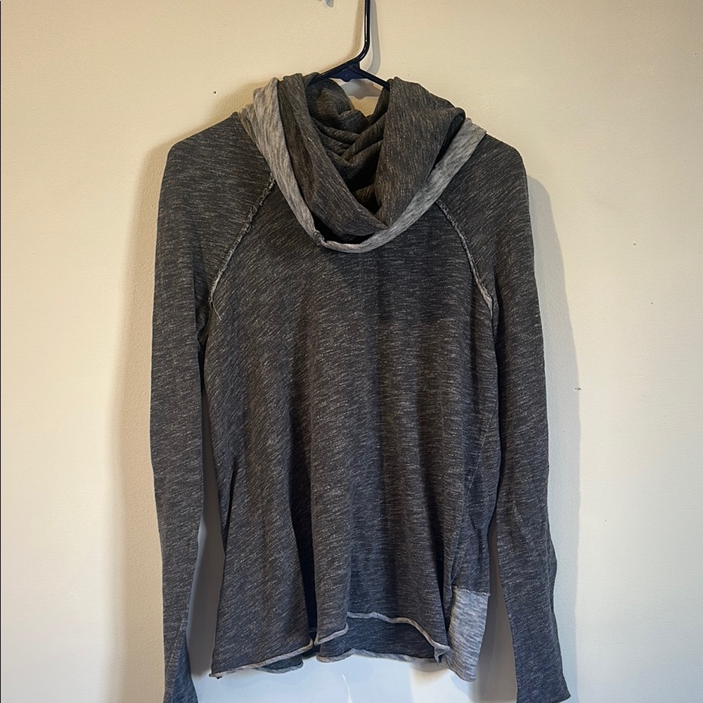 Gray Long Sleeve Cowlneck Top